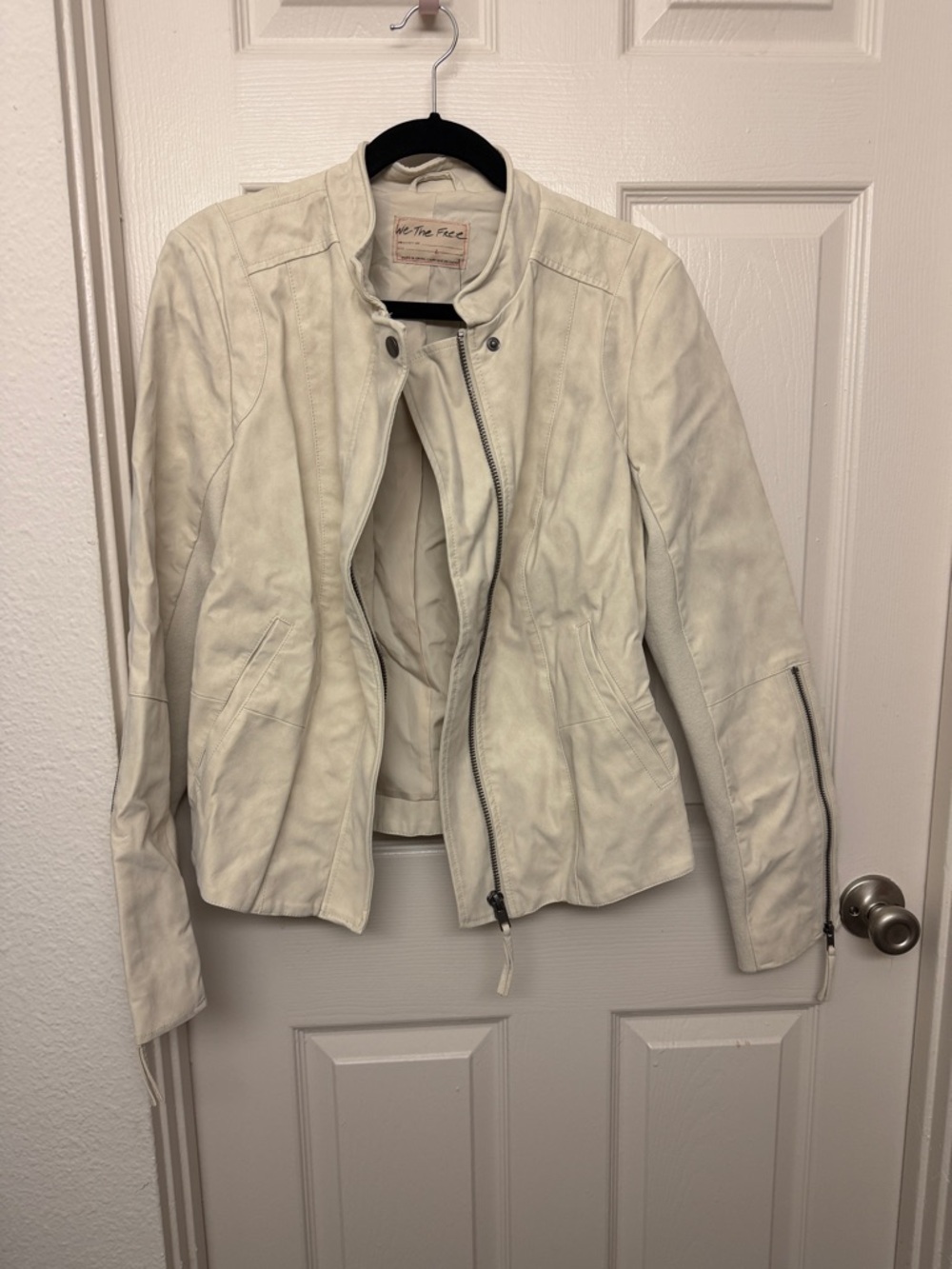 Free people Off-White faux Leather Moto Jacket